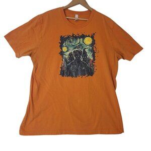 Hocus Pocus Sanderson Sisters Halloween Starry Night Graphic XL T-Shirt Orange